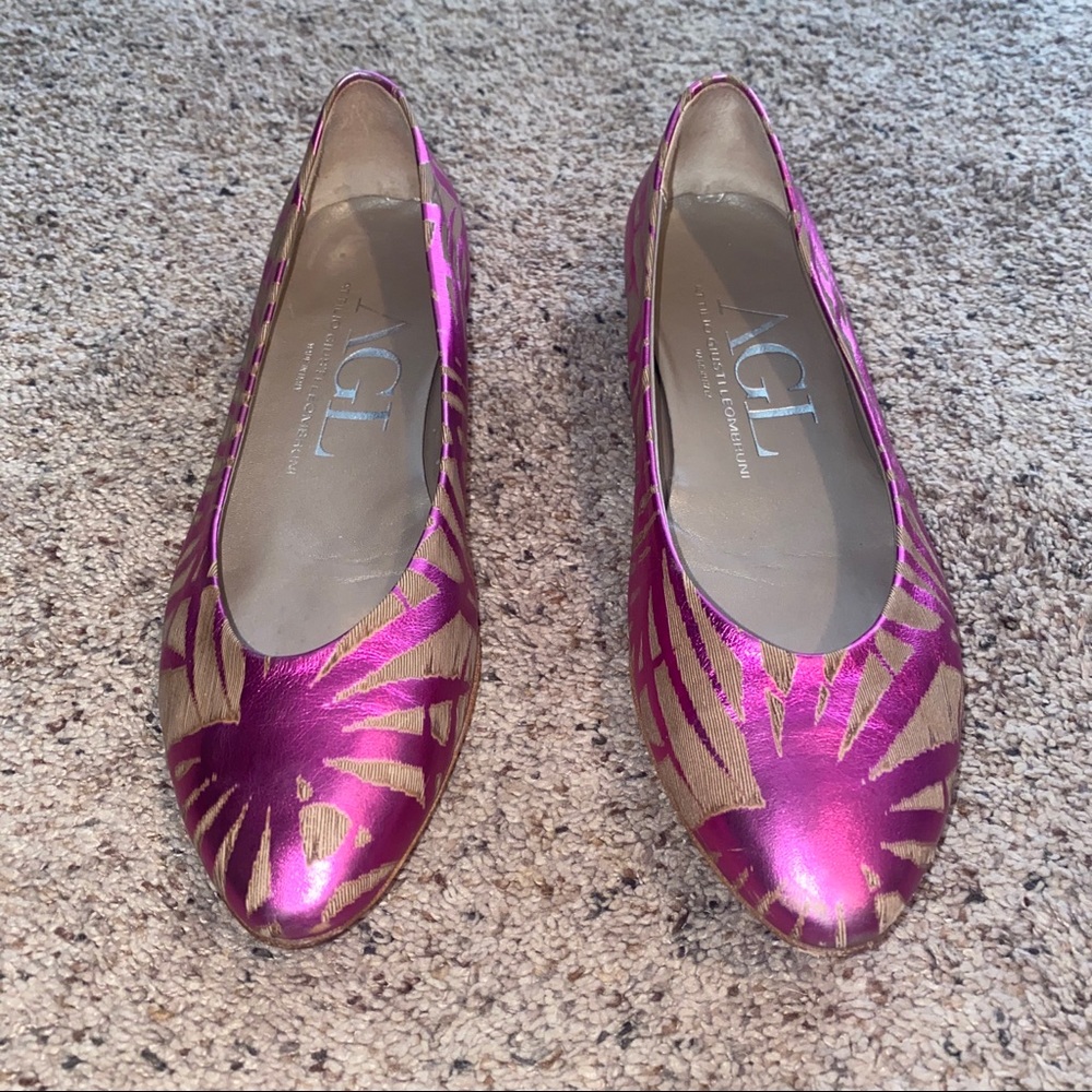 Attilio Giusti Leombruni pink metallic flat